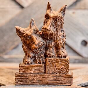 1950’s Vintage Ornawood Scottie Dogs BookEnd, Retro Decor, Mid-Century - 6.25"H